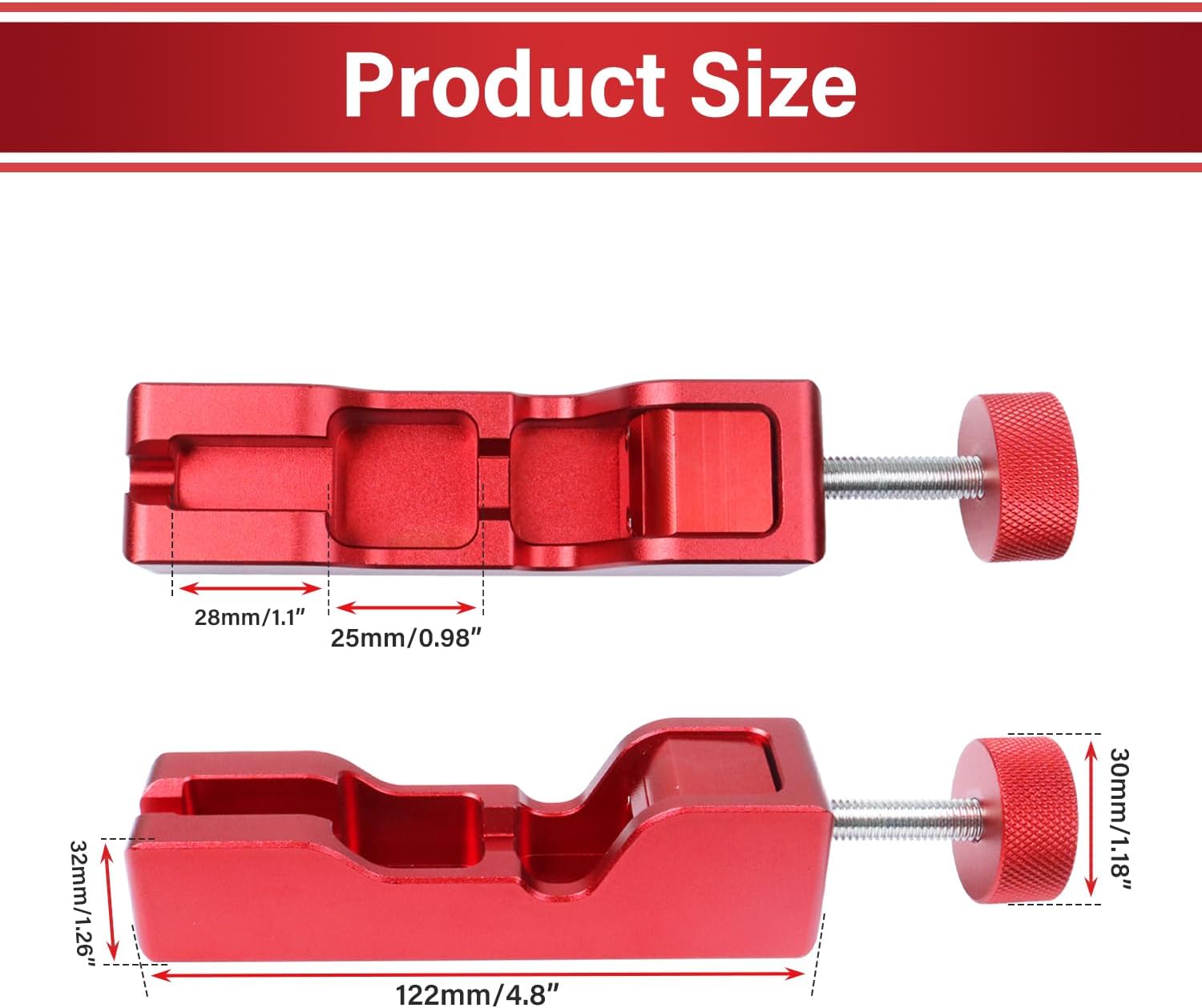 Universal Spark Plug Gap Tool with 32 Blade Steel Feeler Gauge, Spark Plug Gapping Tool for Most 10mm 12mm 14mm 16mm Spark Plugs, Spark Plug Gapper Adjustment Tool, Red (Red)