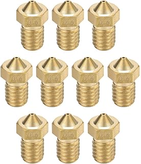 uxcell 10pcs 3D Printer Nozzle,Brass V6 Nozzle 0.6mm,Extruder Print Head for Filament 1.75mm V5-V6 M6 3D Printer
