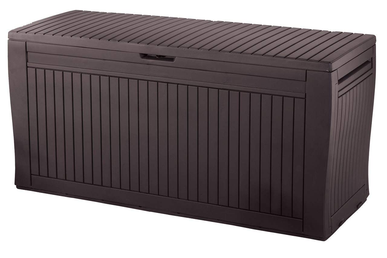 Koll Living Auflagenbox/Kissenbox 270 Liter 100% Wasserdicht mit Belüftung dadurch kein übler Geruch/Schimmel Moderne Holzoptik Deckel belastbar bis 250 KG (2 Personen)