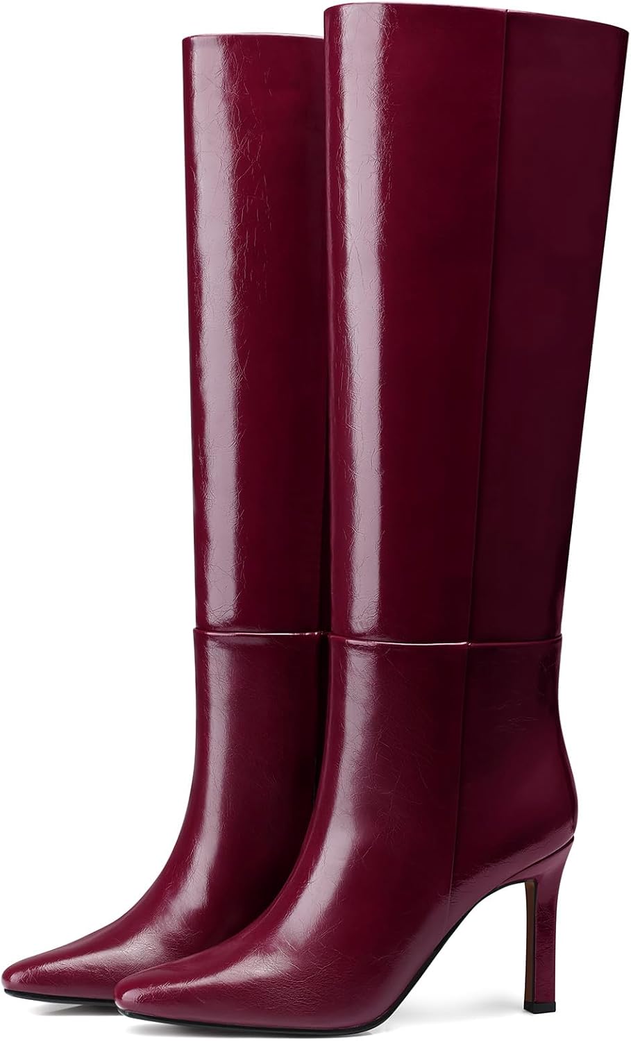 Womens Knee High Boots: Dressy Stiletto Heels Boots - Heeled Wide Calf Tall 2026 Booties Women - Red Leather Heel Boot Night Out Dancing Size 7.5 - Image 3