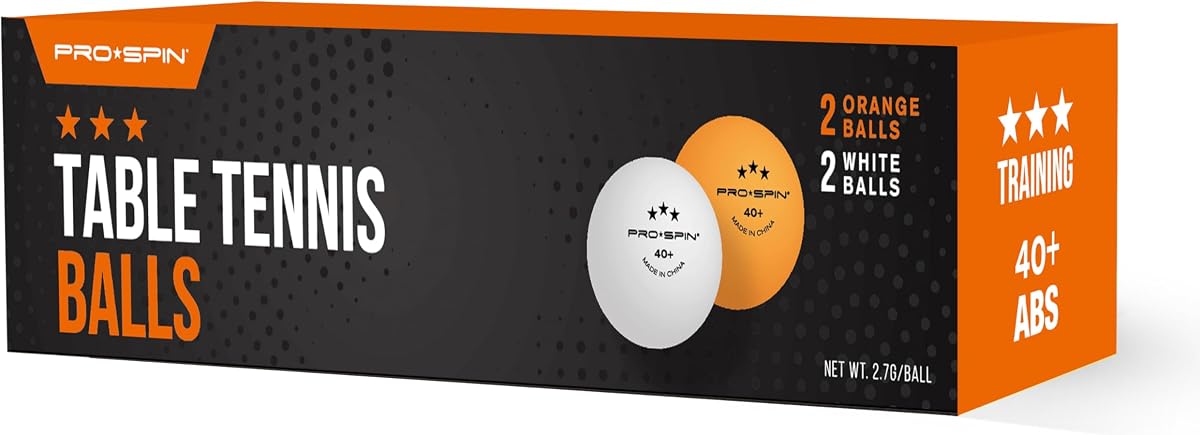 Pelotas de ping pong - Pelotas de tenis de mesa premium de 3 estrellas | Alto rendimiento 40+ ABS Calidad profesional | Máxima durabilidad para mesas de ping pong de interior y exterior (blanco/naranja, paquete de 4)