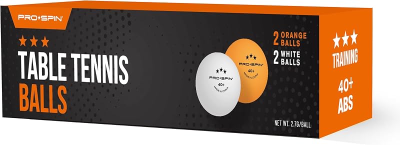 Pelotas de ping pong - Pelotas de tenis de mesa premium de 3 estrellas | Alto rendimiento 40+ ABS Calidad profesional | Máxima durabilidad para mesas de ping pong de interior y exterior (blanco/naranja, paquete de 4)
