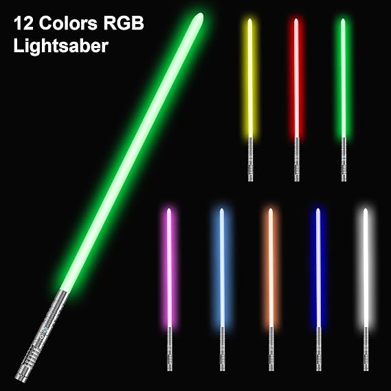 Light sabers, Light Saber, 7 Mode Sound RGB 12 Color Changeable Metal Hilt Light Sabers, Force FX Heavy Dueling Light Saber Sword Toy for Adults Kids Gift