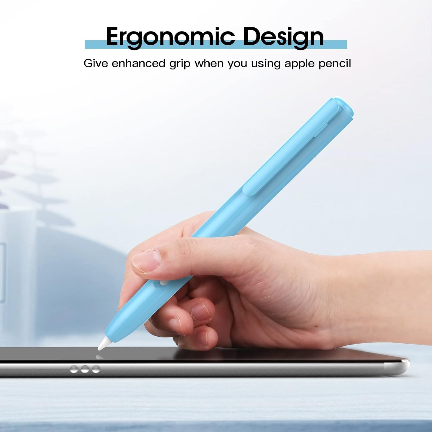TiMOVO Holder Case Fit Apple Pencil 2nd Generation, Retractable Protective Pencil Case Cover with Sturdy Clip for Apple Pencil 2nd Gen,Sky Blue