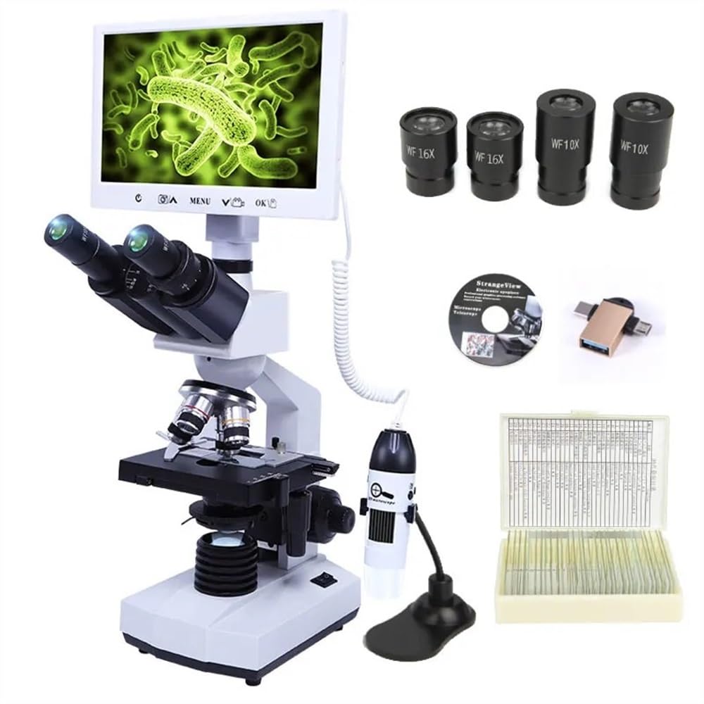 Microscope Trinocular Microscopes Biological 40X-1600X and Digital Microscope Suitable for Science Lab School Student Kids Children