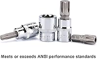 Vista 7 de CASOMAN 34 piezas de 3/8 pulgadas Torx Bit Socket y E-Torx (estrella) Juego de zócalos de acero CR-V y S2, E4-E20, T10-T60, a prueba