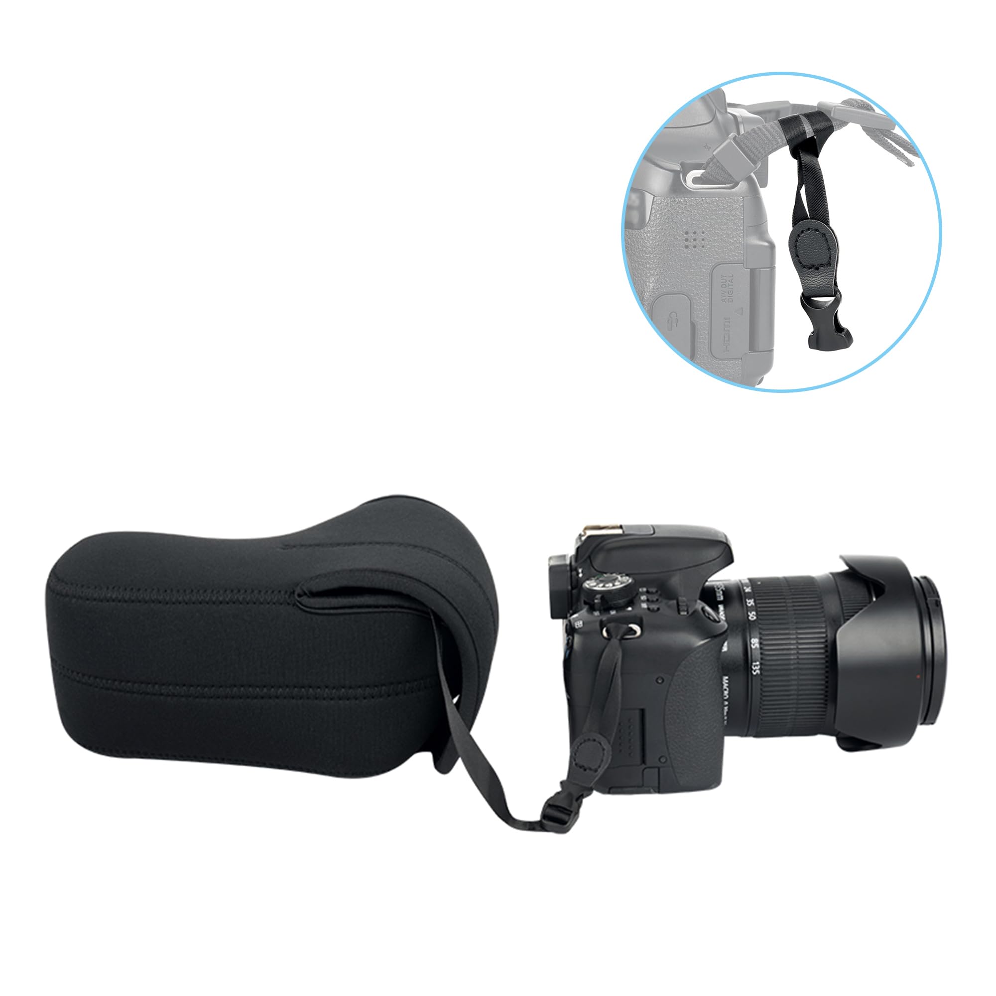 JJC - Custodia per fotocamera DSLR Custodia ultra leggera per Canon EOS 77D 80D 760D 750D 700D 60D Sony A1 A7S III Nikon D7500 7200 D7100 D5600 D5500 D5300 con obiettivo fino a 5.8x4.4x7.4 (nero)
