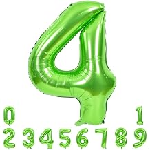 TONIFUL 40 Inch Green Number 4 Balloons Large Foil 4th Birthday Decorations