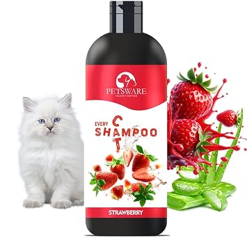 5 in 1 Cat Shampoo with Conditioner for Persian Cat & All Cat Types | Anti-fungal,Anti-itching,Flea and Tick,Conditioning,Anti-Bacterial,Anti-Microbial 200 ML (Strawberry)