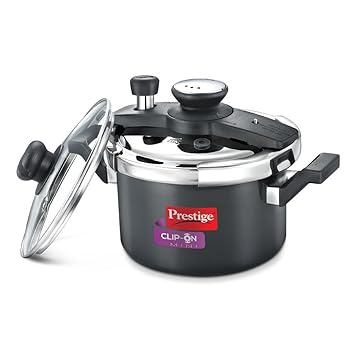 Prestige Clip-on Mini Hard Anodised Aluminium Pressure Cooker, 3 Litres, Black