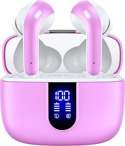 TAGRY Auriculares Bluetooth verdaderamente inalámbricos de reproducción de 60 horas con pantalla LED de alimentación con estuche de carga