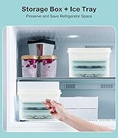 Vista 4 de Bandeja para cubitos de hielo con tapa y contenedor, bandejas redondas para cubitos de hielo para congelador, molde de hielo de grado alimenticio