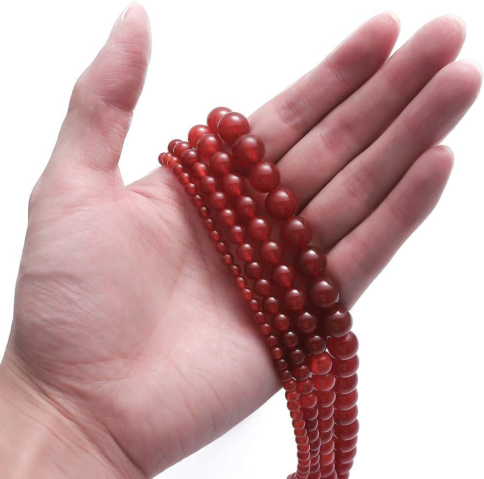 Natural Red Agate Stone Round Loose Semi Gemstone Beads for Jewelry Making 4MM 89PCS - Image 2