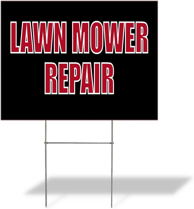 Plastic Weatherproof Yard Sign Lawn Mower Repair Lawn and Garden Olive-Green Lawn Mower for Sale Sign Multiple Quantities Available 24INx18IN Two Sides Print Set of 2