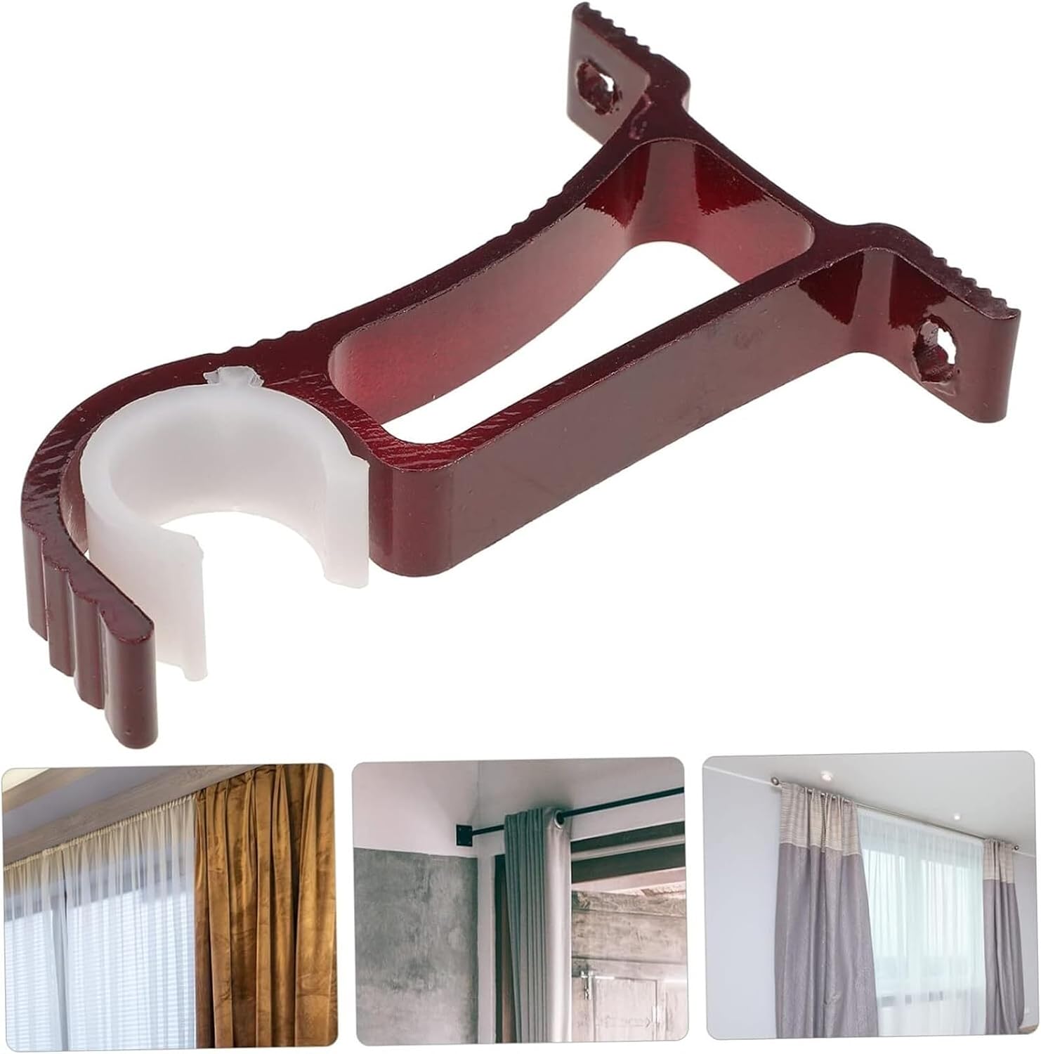 Curtain rails and fittings,curtain brackets,4pcs Curtain Rod Bracket Black Out Curtains Window Curtains Curtain Rod Holders Curtain Accessories Curtain Rod Mount Bracket ( Color : White , Size : ( Col