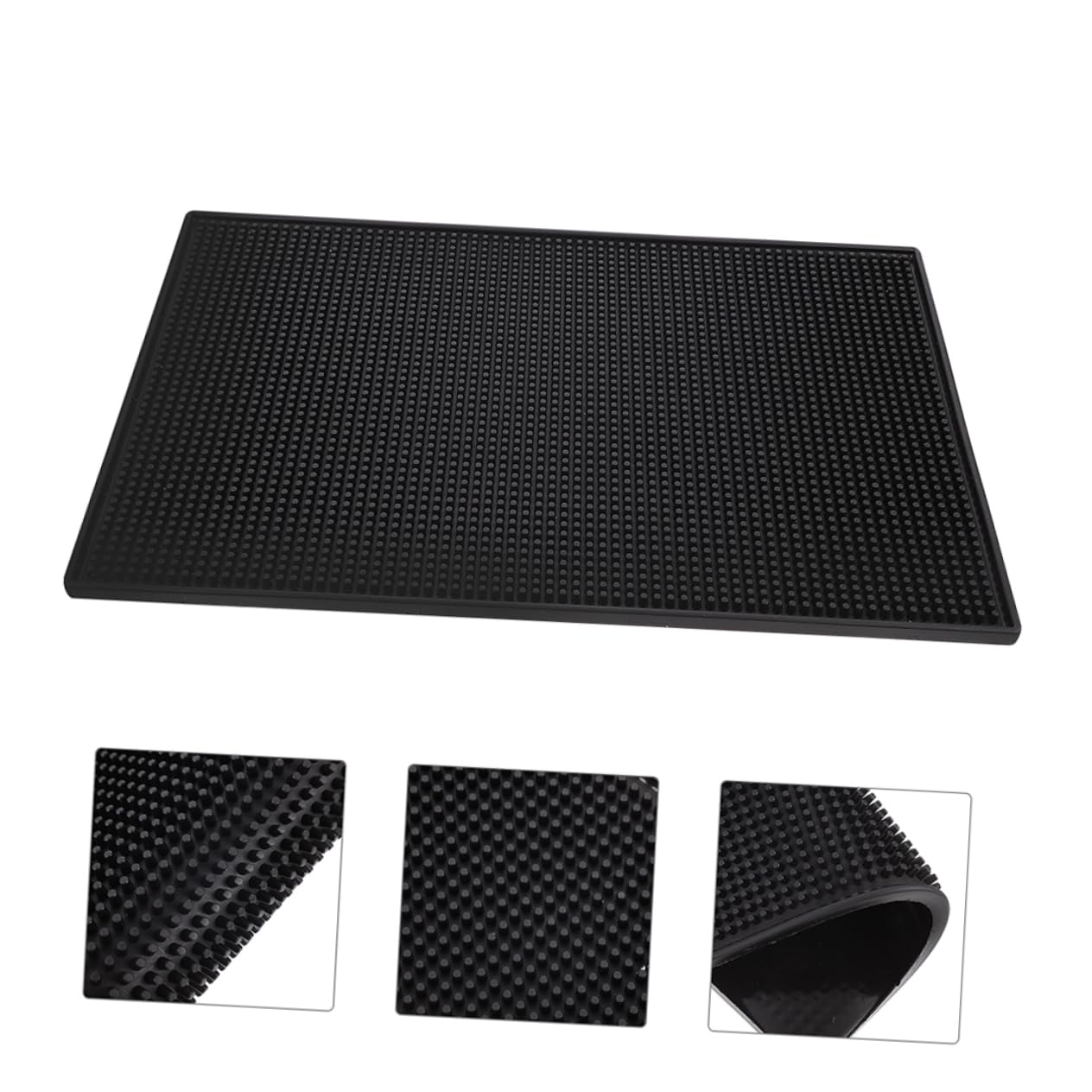 Tappetino Bar Antiscivolo in Pvc Nero Rettangolare Ispessito | Superficie ad Alto Attrito, Lavabile e Resistente al Calore, per Bar e Cucina