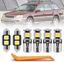 10pcs Interior LED Lights Bulb Kit for Subaru Outback 2000 2001 2002 2003 2004 2005 2006 2007 2008 2009 Map Dome Door Trunk License Plate Lights Interior Light Bulbs + Install Tool