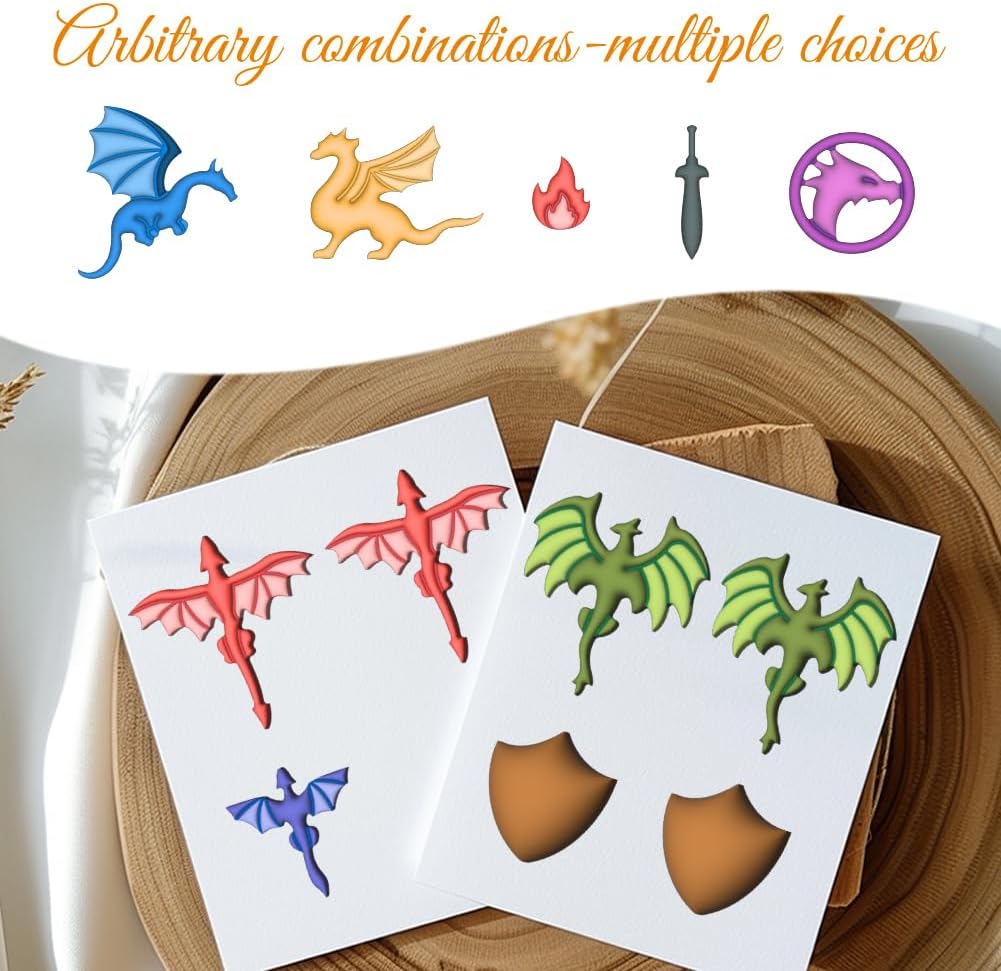 ORIGACH 12 Pcs Dragon Clay Cutters, Dragon Shape Polymer Clay Cutter for Earring Making Legend Animal Themed Clay Cutters for Jewelry Making