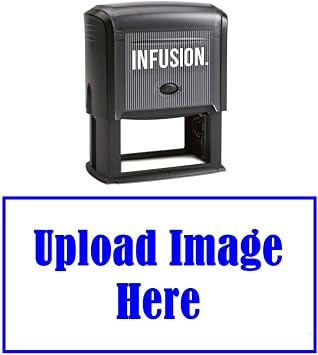Infusion 1.5 X 3 Custom, Large, Rectangular Self-Inking Logo Stamp, Blue