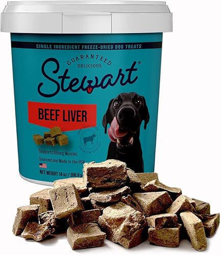 Vista 12 de Golosinas de hígado de res para perros Stewart, 21 oz, ~475 piezas, liofilizadas crudas, de un solo ingrediente, con 50% de proteína