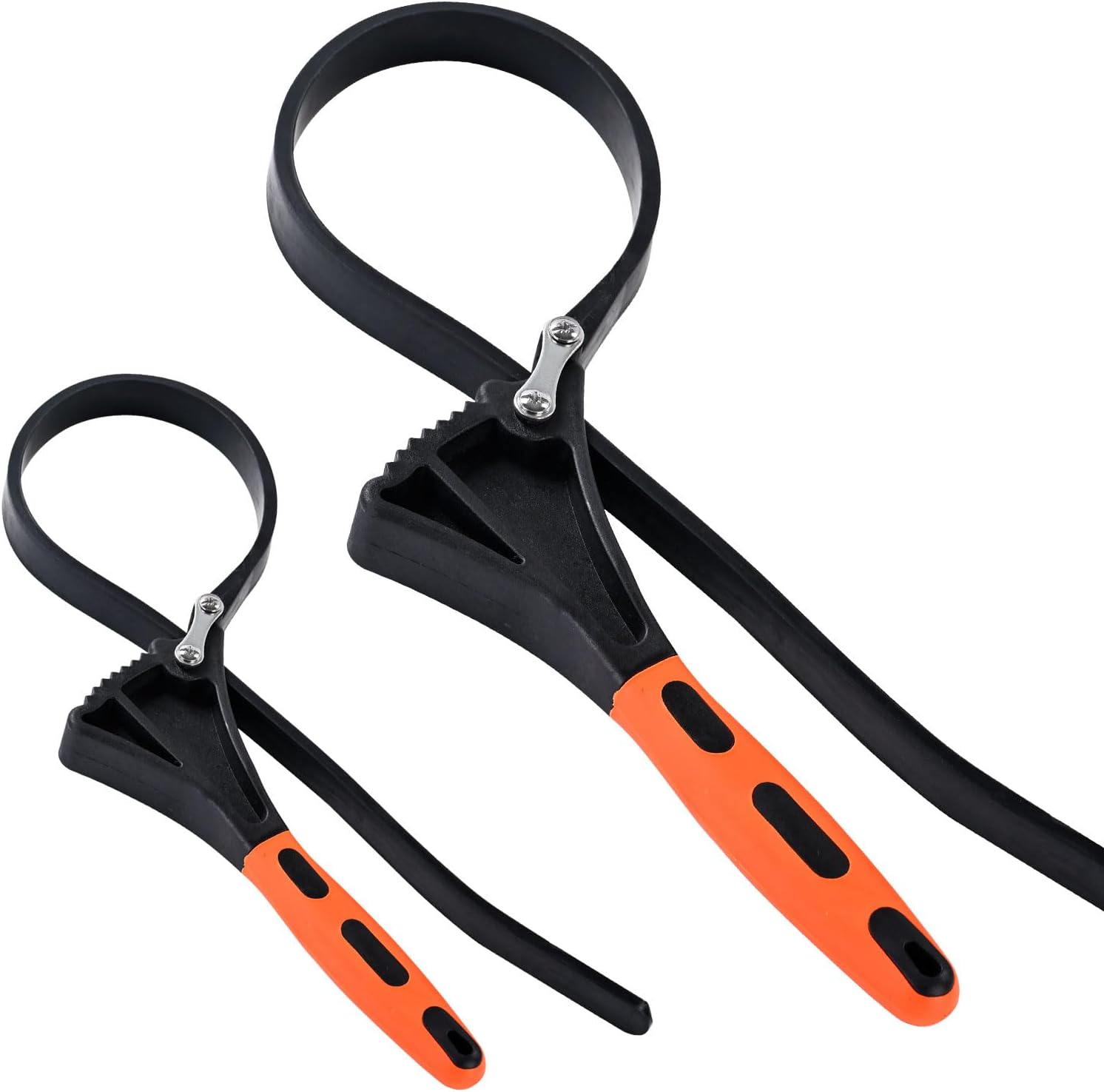 Rubber Strap Wrench Set, 2-Piece Heavy Duty Adjustable Rubber Belt Wrench for Oil Filter, Plumbing, Pipe, Jar Opener, Shower Head Removal (4" & 6")