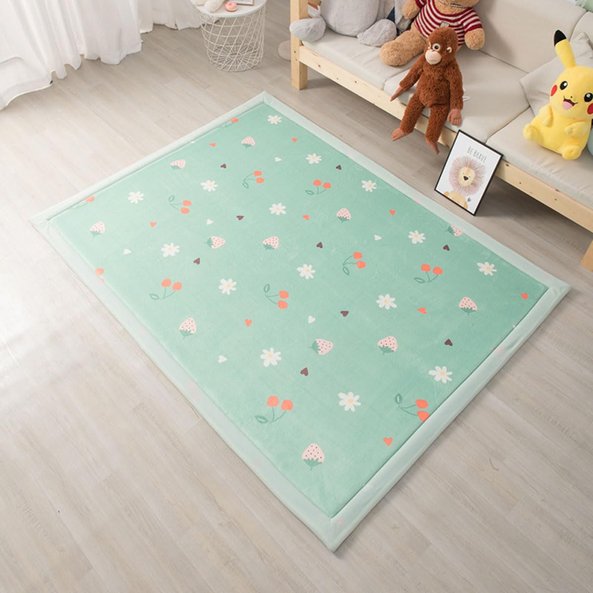 Single tree forest Large Area Rug, 2cm Thick Kids Carpet-strawberry daisy-190 * 190cm — image 1