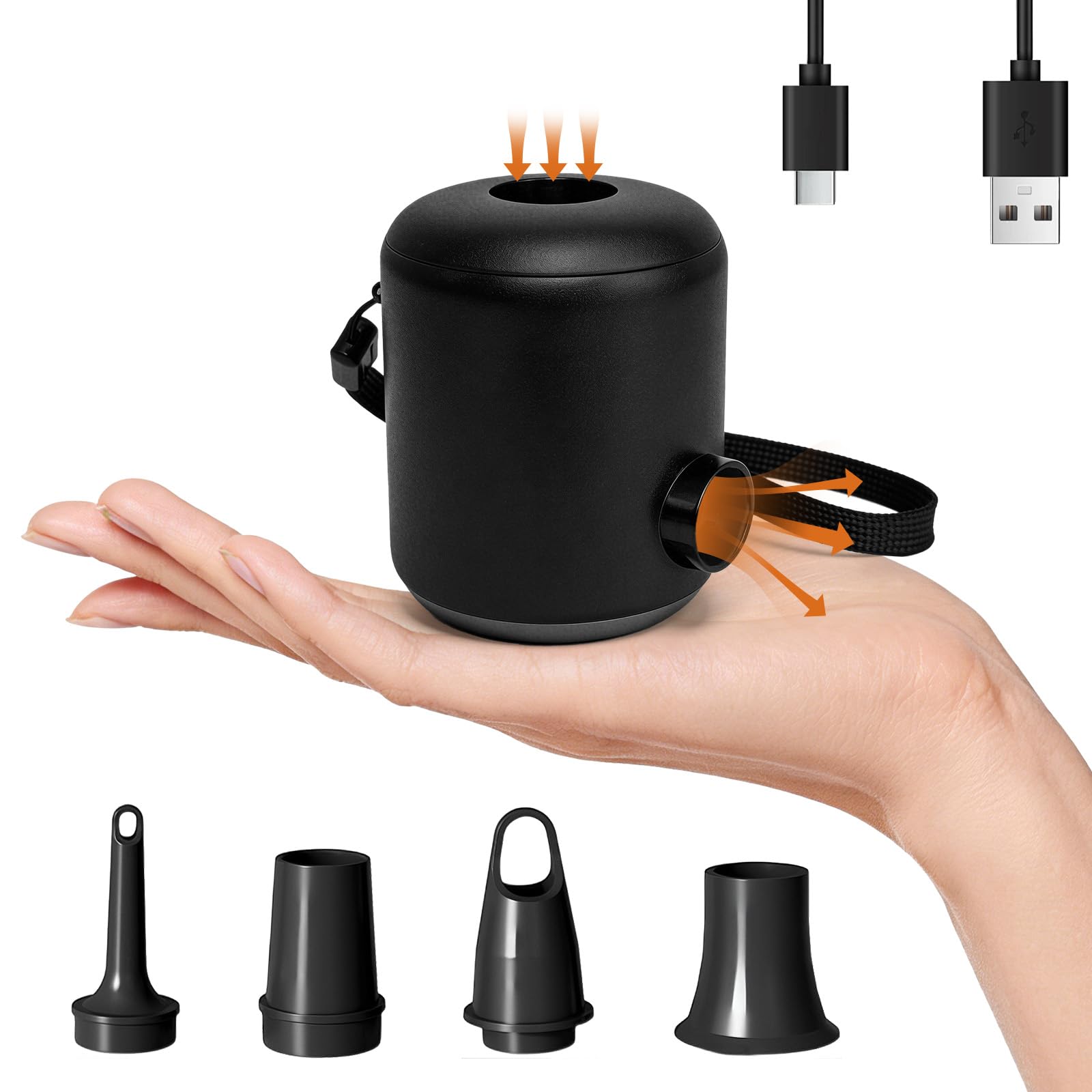 Pompe à air électrique rechargeable 4000 Pa pour matelas et camping noir - 8
