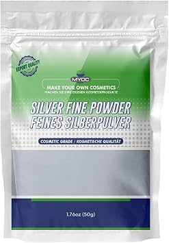 Silver Powder Cosmetic Grade 50 g / 1.76 oz Fine Metallic Powder for Cosmetic Formulations, Decorative Use & DIY Projects