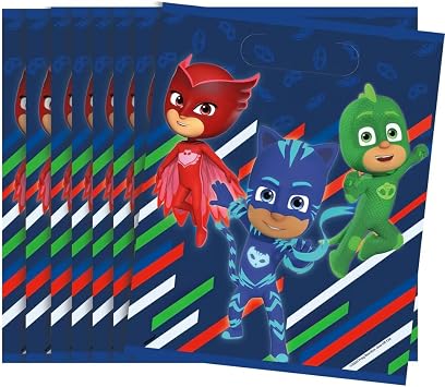 PJ Masks Plastic Party Loot Bags - 8 Pack Premium Goody Bags for Kids | Durable & Adorable Themed Celebration Supplies