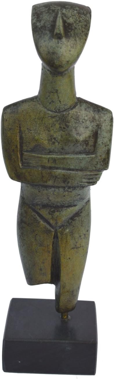 Cycladic figurine ancient Greek bronze broken leg reproduction sculpture