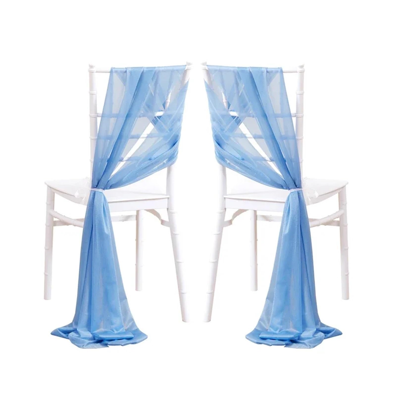 Stuhl Schärpen 24 Stück 17 x 250 cm rosa Chiffon-Stuhlschärpen, 12 Set Schärpen, Stuhlhussen for Hochzeit, Band, Hochzeit, Party, Gang, Stuhldekoration(Blue)