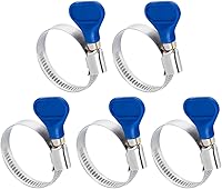 POWERTEC 70247 1-1/2 Inch Stainless Steel Key Hose Clamps, Tool-Free Thumb Screw, 5-Pack for Dust Collection & PVC Tubing