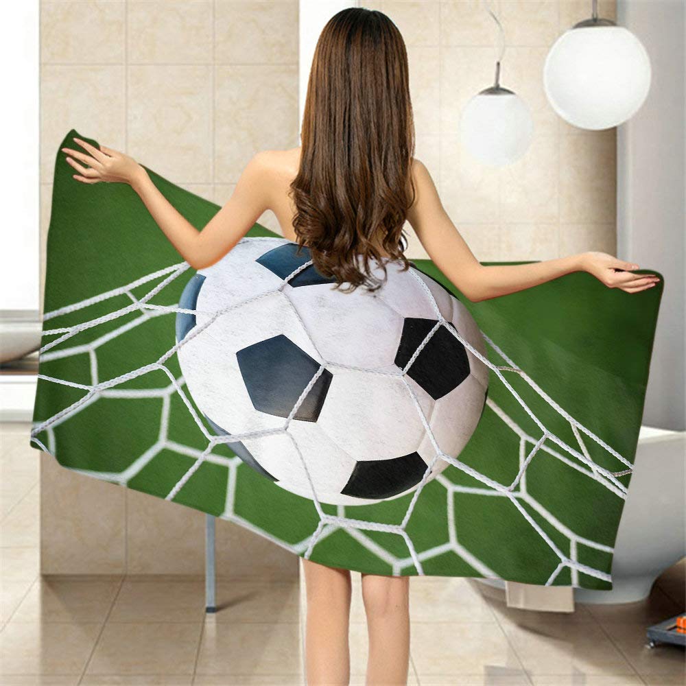 Moslion Soft Bath Towels Shoot Soccer Ball Comfy Bathing/Beach/Camping Towel for Women Men Girls Boys Large Size 64x32 Inches