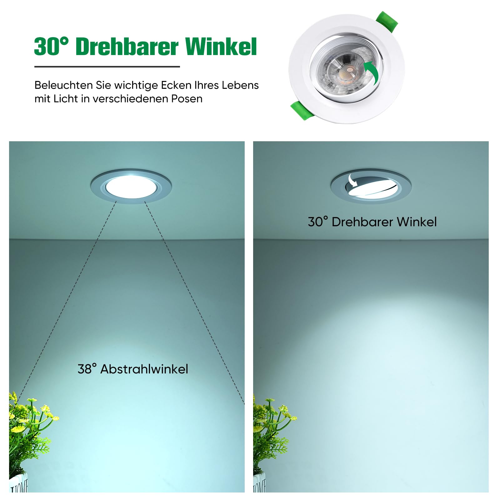 Shine Decor LED Einbaustrahler,Neutralweiß 4000K Dimmbar,Led Spot Deckenstrahler,LED Einbauleuchten Für Schlafzimmer Badezimmer Küche,10er Set