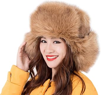 Warm Trapper Hat Windproof Winter Russian Hats with Fur Earflaps Ushanka Hat Aviator Hat