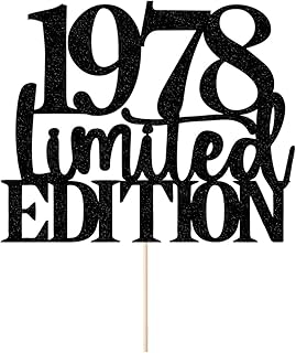 Limited EDITION 1978 cake topper 48th birthday happy birthday cake topper men and women cheer 48 years old handmade black glitter cake decoration (1978)