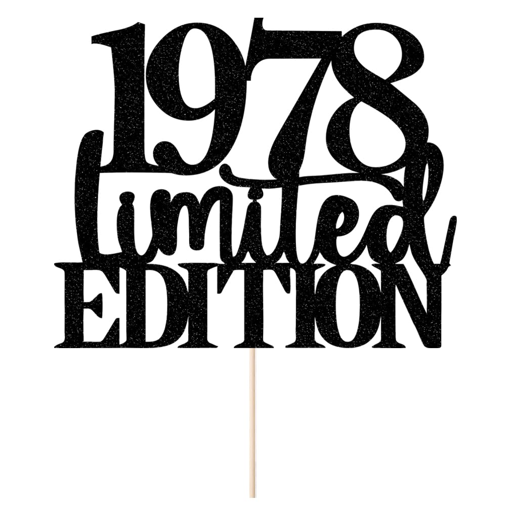 Limited EDITION 1978 cake topper 48th birthday happy birthday cake topper men and women cheer 48 years old handmade black glitter cake decoration (