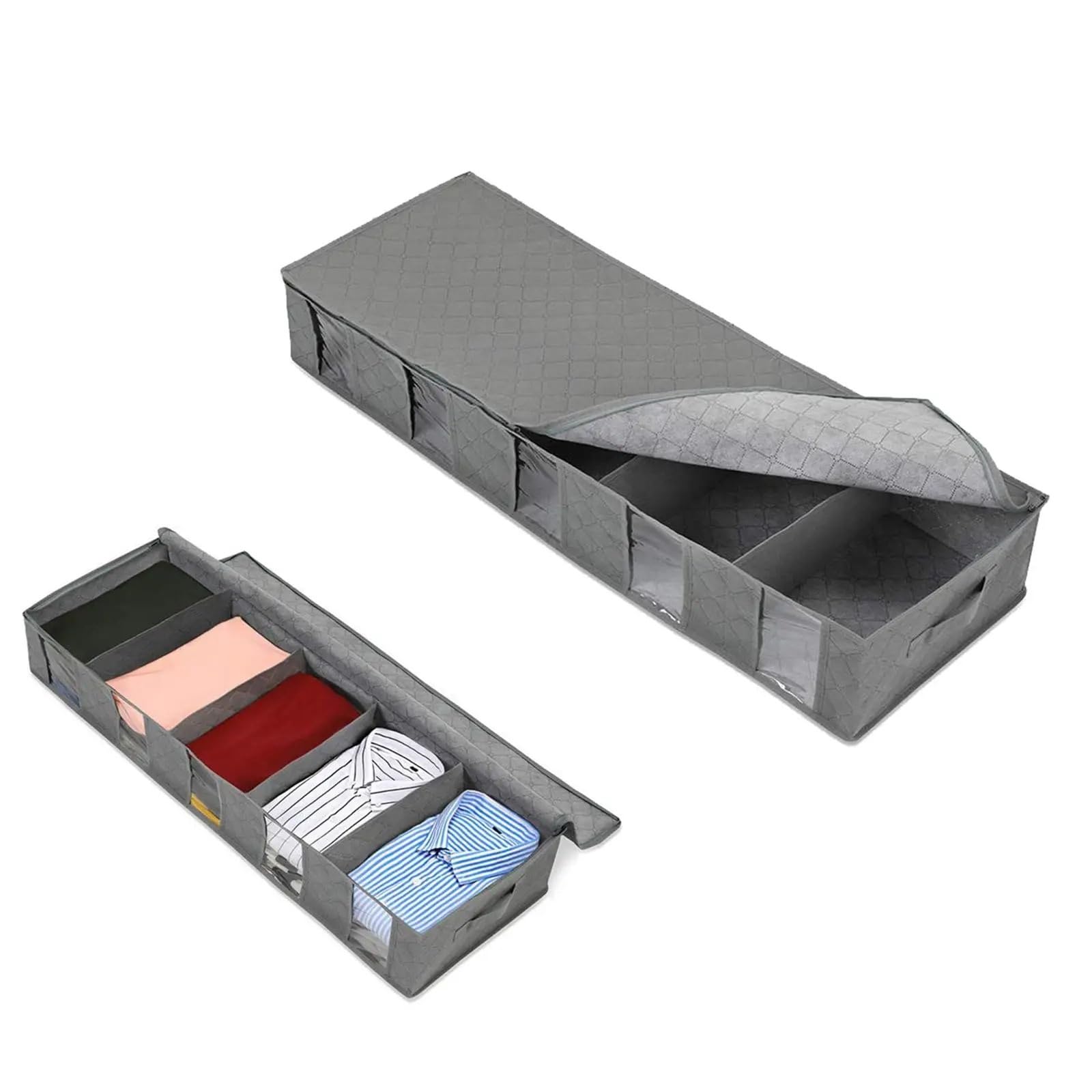 Organizzatore Di Scarpe Sotto Il Letto Non-woven Fabric Under Bed Storage Bag Shoes Clothes Organizer Container For Clothes Shoes Toys Blankets Per Risparmiare Spazio(Gray)