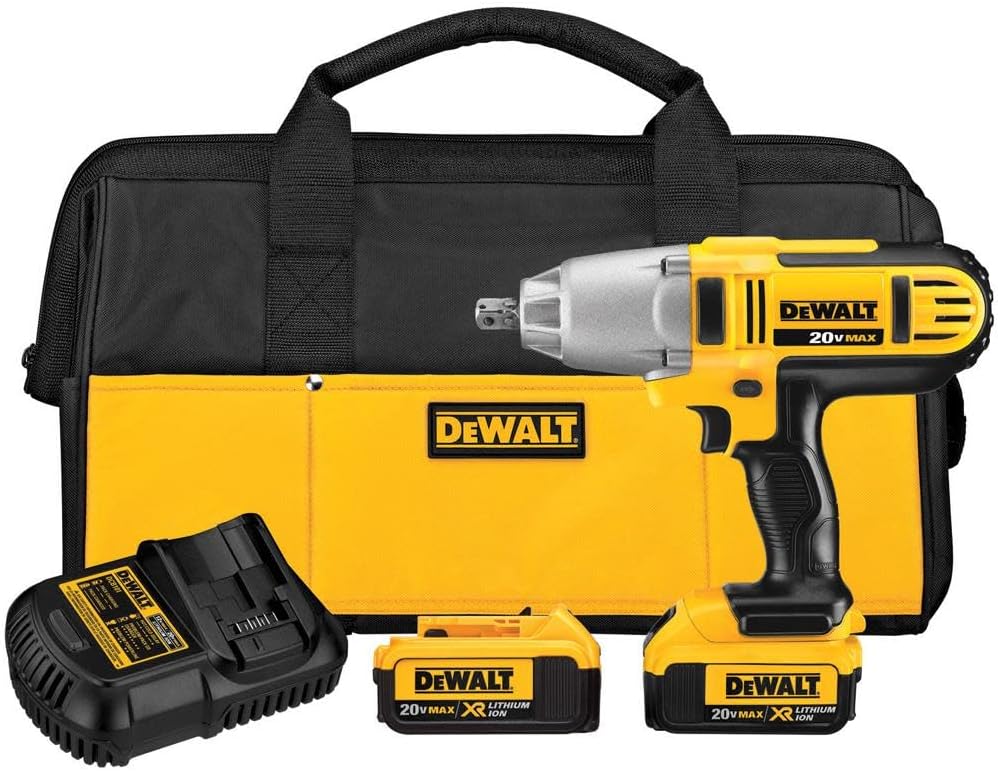 DEWALT DCF889M2 20-volt MAX Lithium Ion 1/2-Inch High Torque Impact Wrench with Detent Pin, Yellow