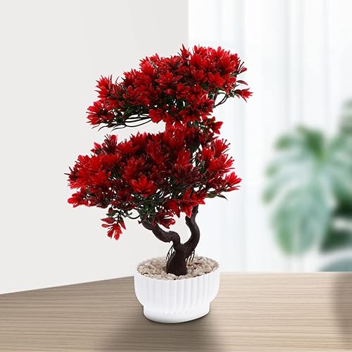 Miniatura 5 de Happyyami 2 piezas de árbol bonsái artificial en maceta, pino japonés sintético, plantas falsas en maceta para el hogar, oficina, escaparate de