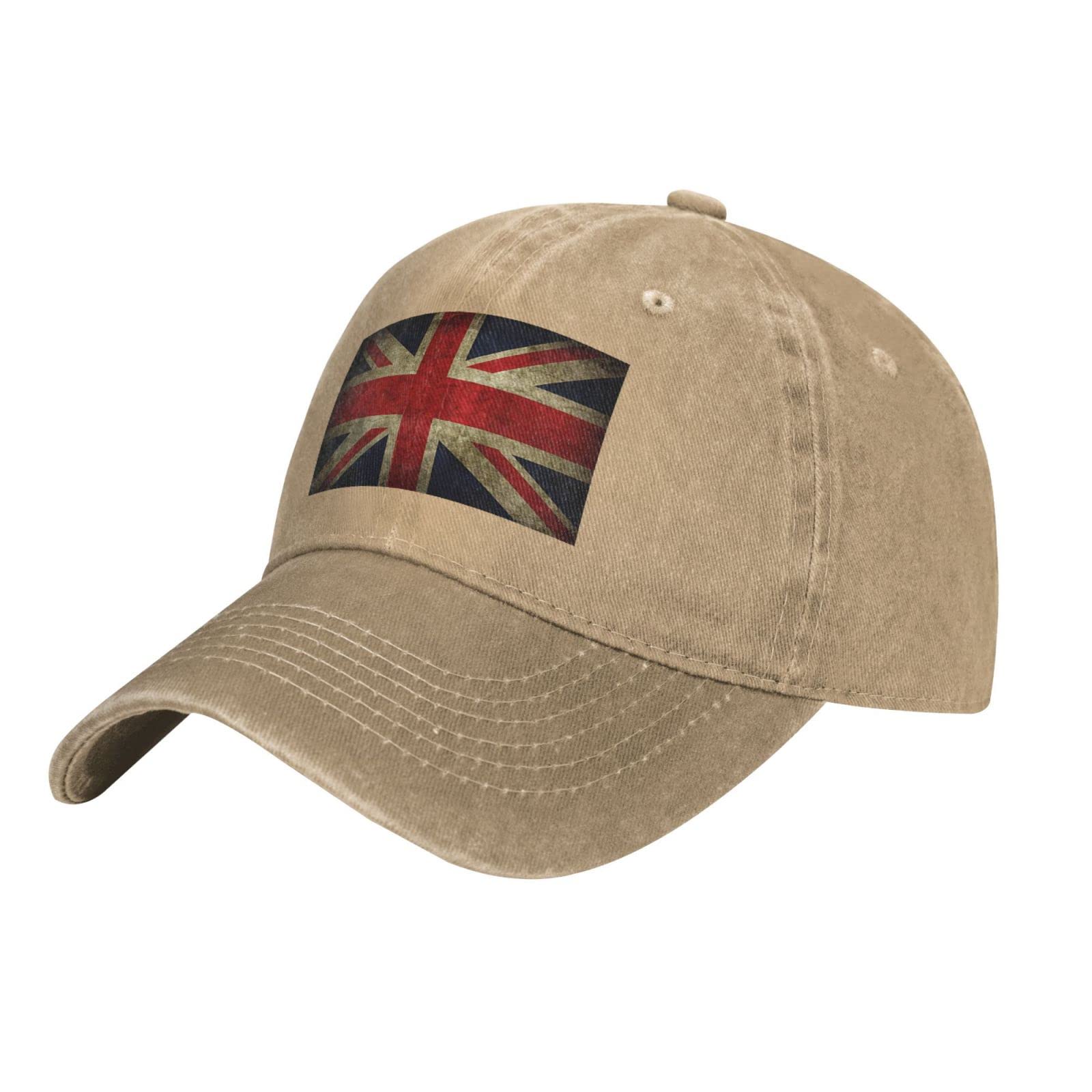 Melbrakin Unisex Natural Original Low Profile Cotton Baseball Cap The Union Jack British Flag Hat Men Women Dad Hat Adjustable Black