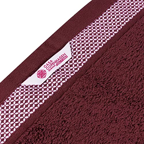 Casa Copenhagen Solitaire Designed In Denmark 600 Gsm 2 Bath Towels 2 Hand Towels 2 Washcloths, Super Soft Egyptian Cotton 6 Towels Set For Bathroom, Kitchen & Shower - Navy Blue + Burgundy #TOP1