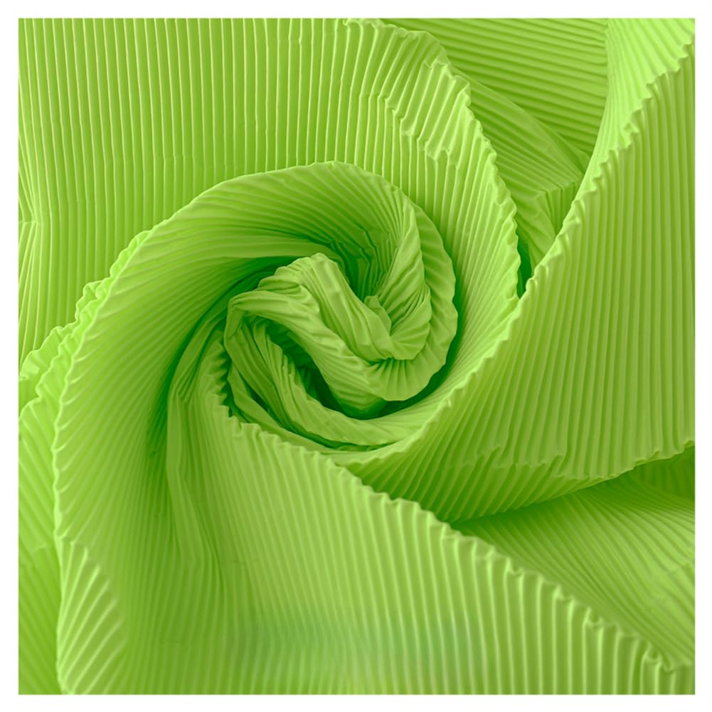Plissierter Stoff 150 cm Breit Chiffon-Spitzenstoff Polyester-Gewebe DIY Stoff Plissiert gerafft Stoff für selbstgemachte Kleider, Vorhänge, Kostüme, Hintergrund, Hochzeit Grün 1# 5m