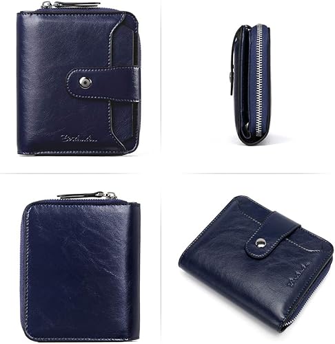 Miniatura 4 de BOSTANTEN - Billeteras de piel para mujer con bloqueo RFID con cremallera y bolsillo billetera pequeña de dos cuerpos con tarjetero