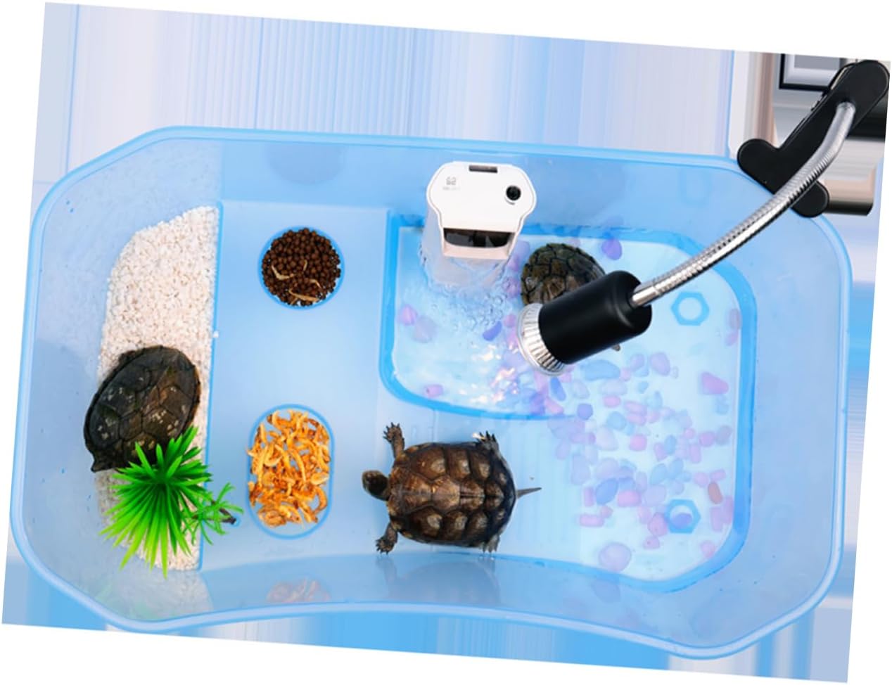 POPETPOP Turtle Tank Reptile Habitat Reptile Aquarium Tank Turtle Feeding Box Basking Platform