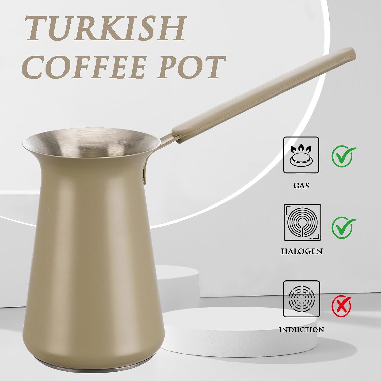 UNISWEET Turkish Coffee Pot - Coffee Maker, Briki Greek Turkish Pot, Arabic Tea Pot, Cezve/Ibrik Coffee Pot for Stovetop(400 ml,Serves 5)