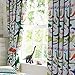 Happy Linen Company HLC Childrens Boys Girls Dinosaur Park Jurassic T-Rex Dino Green 66" x 72" Pencil Pleat Curtain Panel Set