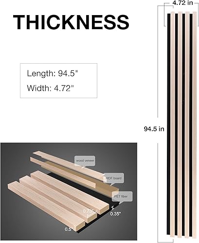 Miniatura 2 de NeatiEase Paneles de pared de madera 3D, paneles de pared acústicos de 6 piezas para decoración de pared interior y reducción de ruido, paneles
