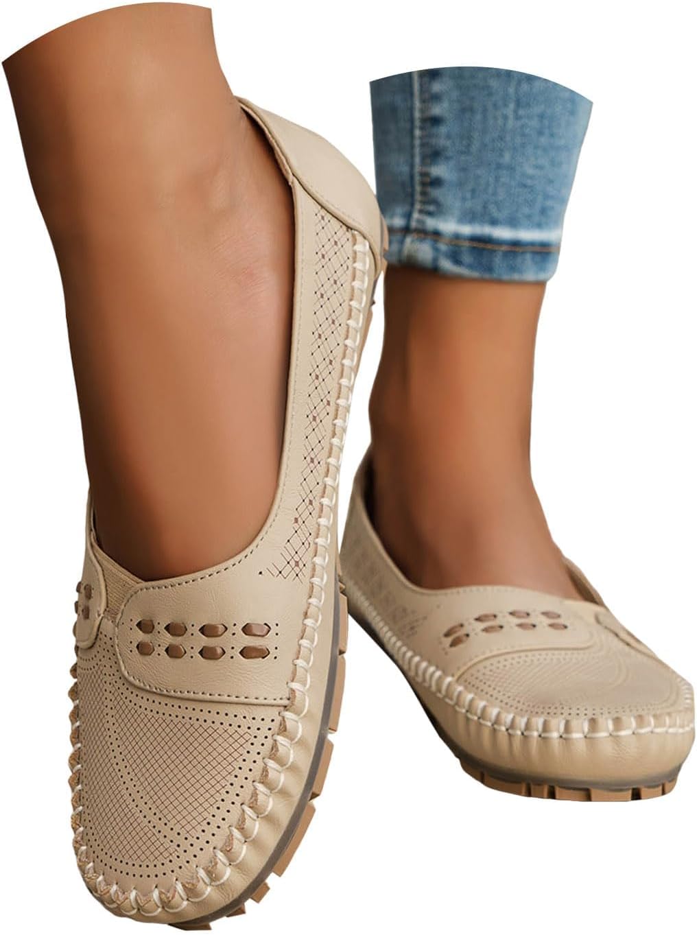 Women's Loafers Classic Leather Slip On Casual Comfortable Sneakers Work Office Dress Sneaker Closed Toe Non-Slip Walking Shoes