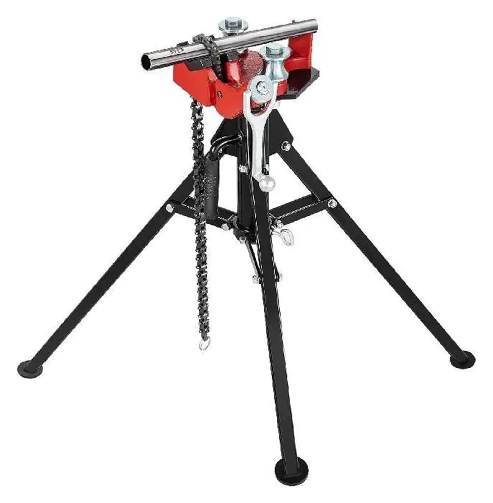 Steel Tripod Pipe Chain Vise 1/8-5in Capacity Foldable Legs Tri-Stand Bench Vice for Fixing Supporting Bending Metal Pipes